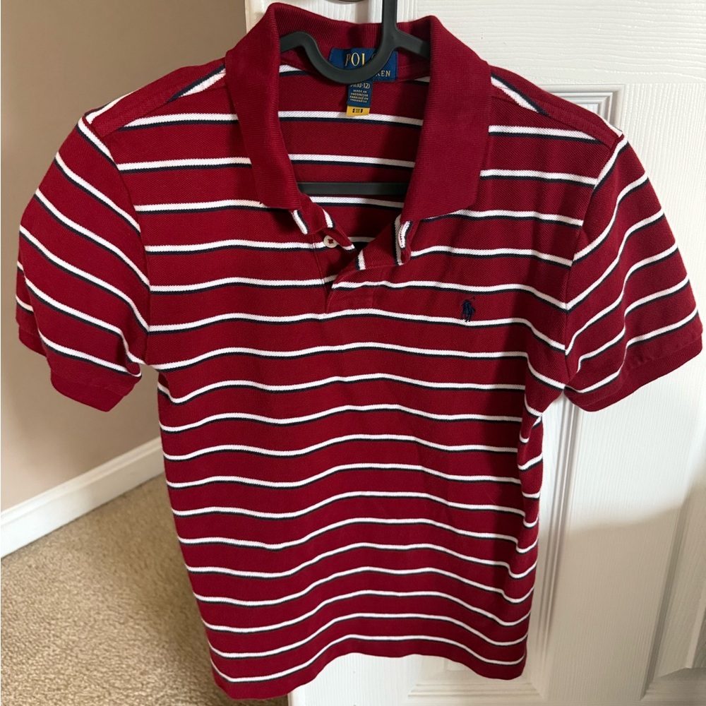 Ralph Lauren Crimson Polo with White Stripes